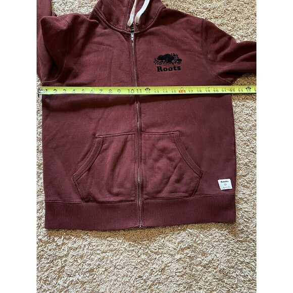 Roots Hoodie Womens Size Small Canada Full Zip Maroon Sweatshirt Front Pocket - Picture 6 of 9